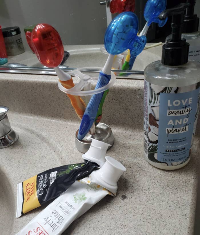 A reviewer's cover on the toothbrush