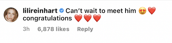 Lili Reinhart said &quot;Can&#x27;t wait to meet him&quot; with several heart emojis