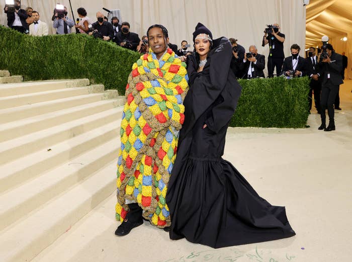 A$AP Rocky and Rihanna attend the 2021 Met Gala Celebrating In America: A Lexicon of Fashion