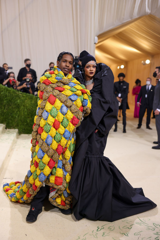 A$AP Rocky and Rihanna attend the 2021 Met Gala Celebrating in America: A Lexicon of Fashion