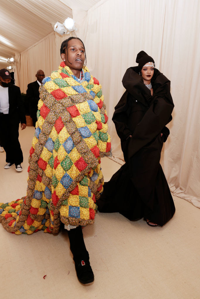 A$AP Rocky and Rihanna walking inside the Met Gala