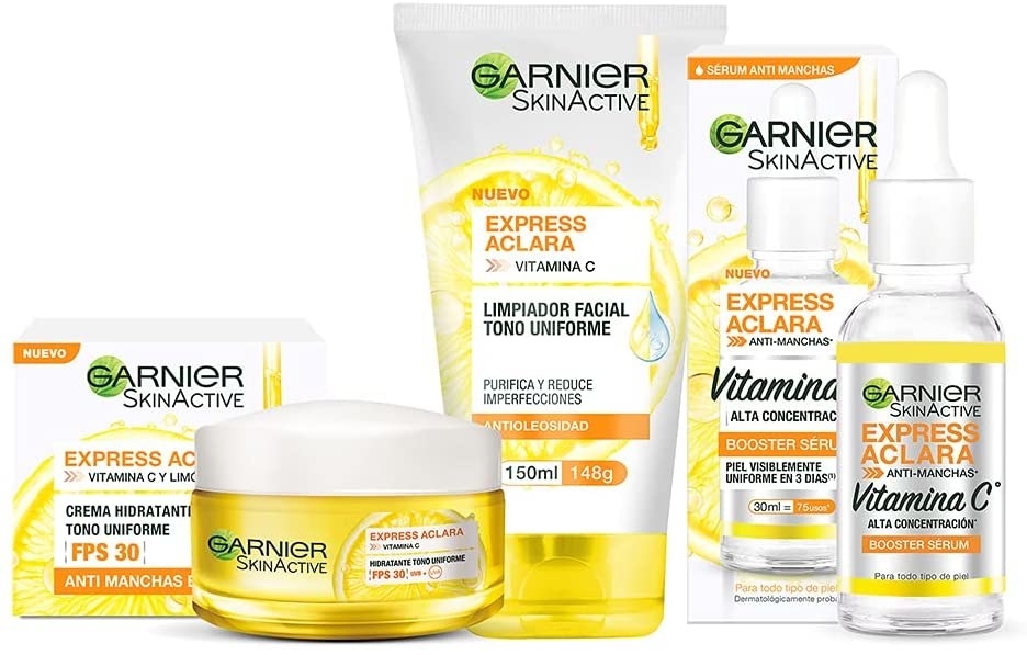 Kit exprés Garnier Skin Active: suero, crema y gel con vitamina c