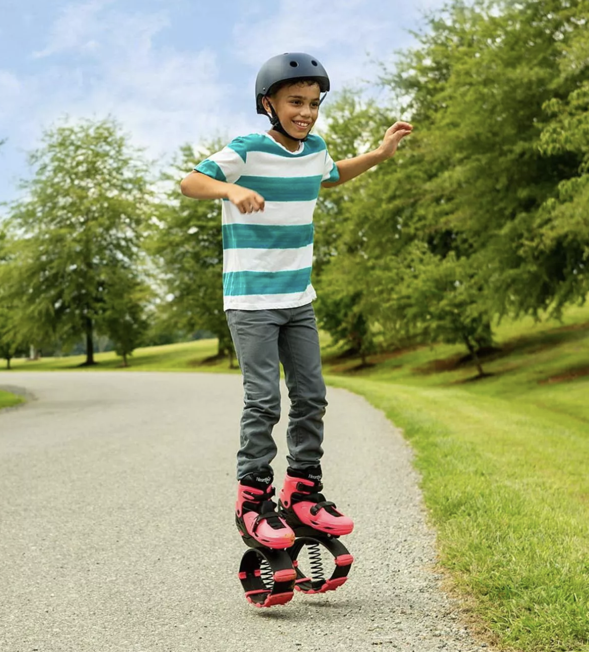 jumping shoes with springs below them