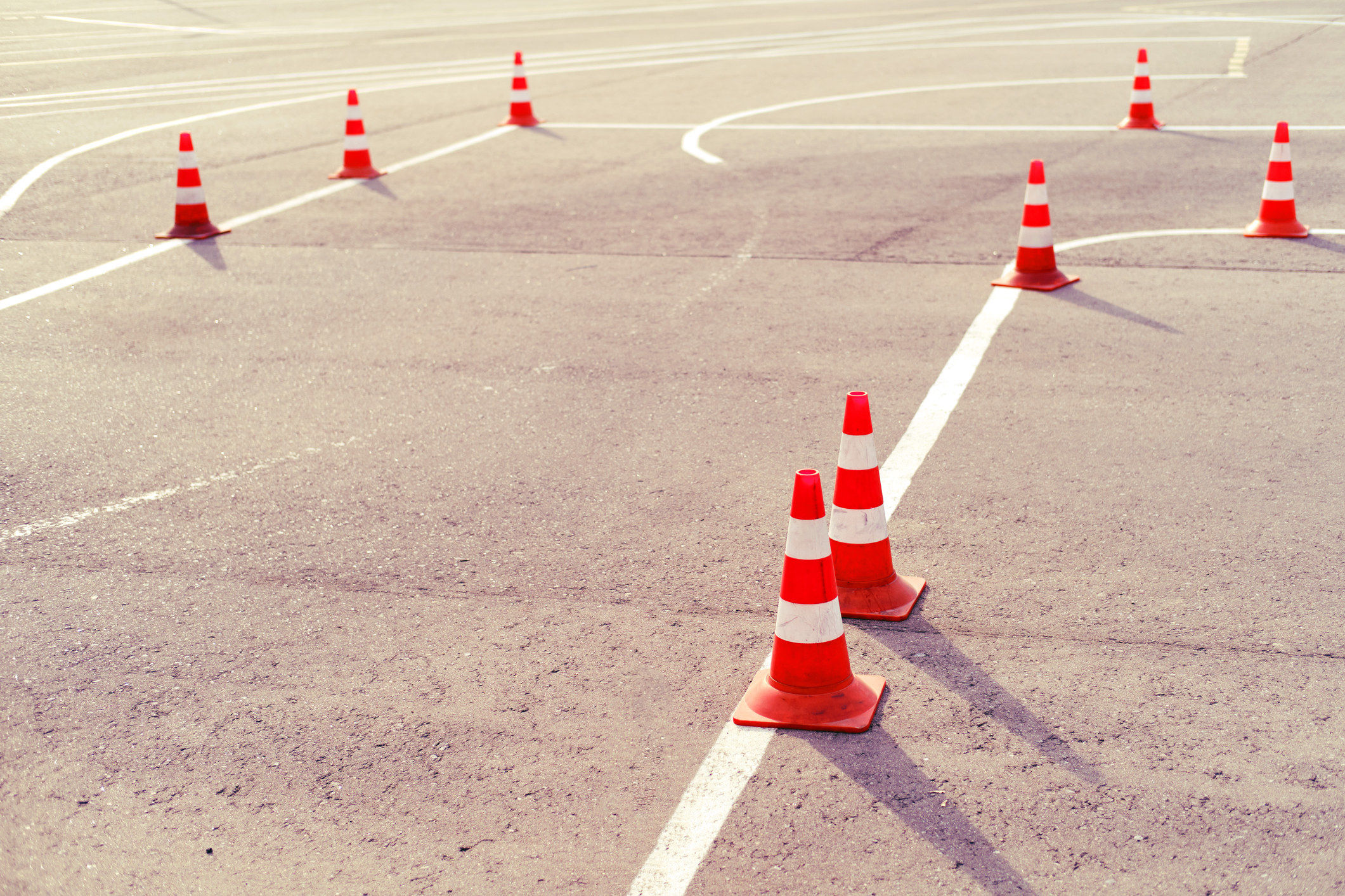 cones set up for a driving course