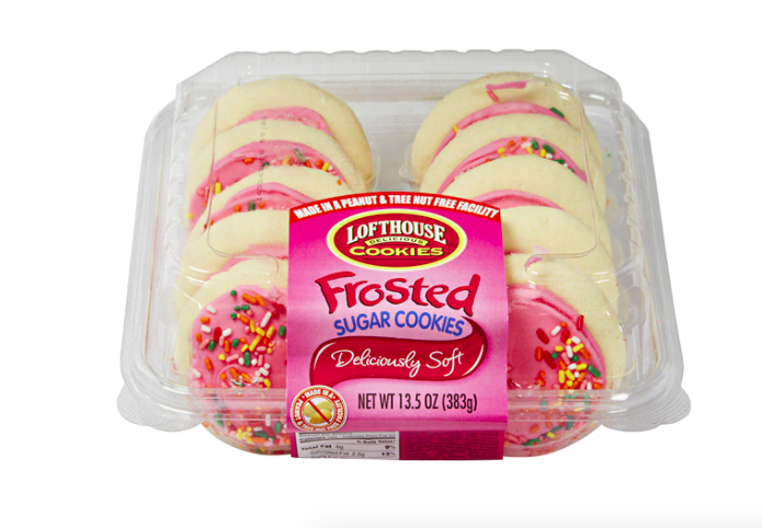 Pink frosted sugar cookies with sprinkles