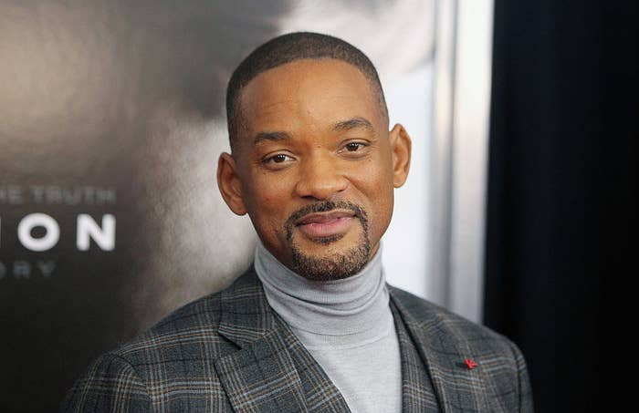 Will Smith attends the &quot;Concussion&quot; New York premiere in a plaid suit and turtle neck sweater