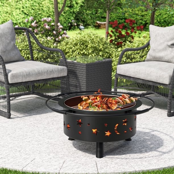 the fire pit on a patio