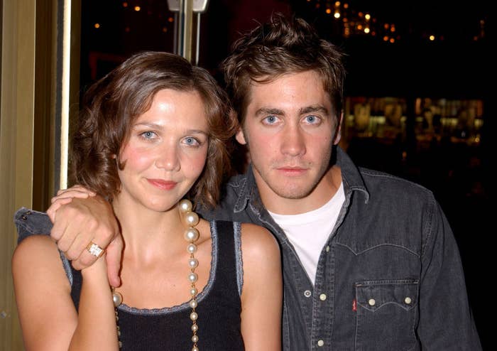 Jake Gyllenhaal with his arm around his sister Maggie Gyllenhaal
