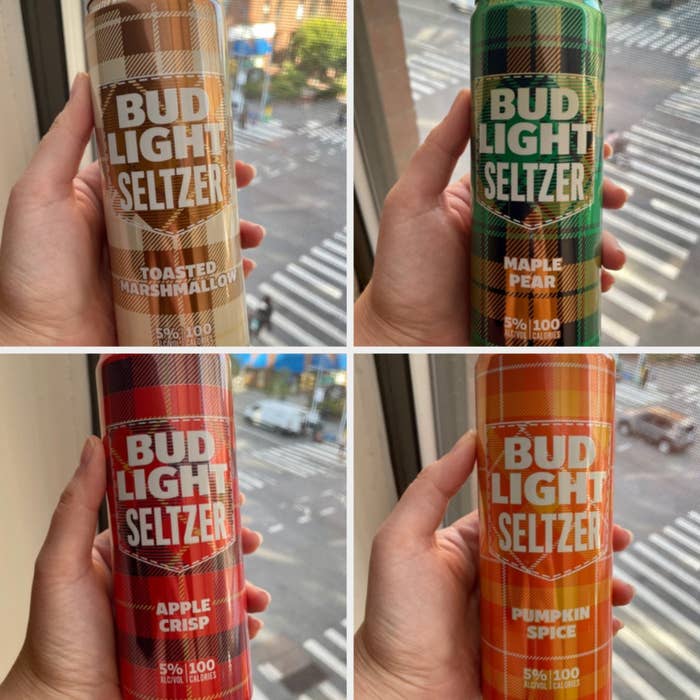 holding each flavor from the bud light fall flannel box