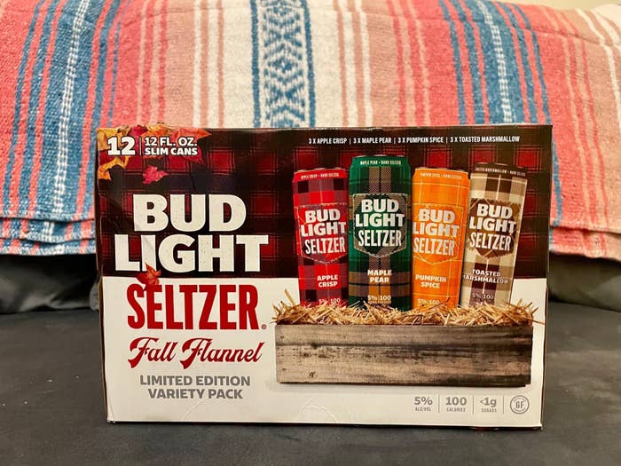 box of fall flannel seltzers by bud light