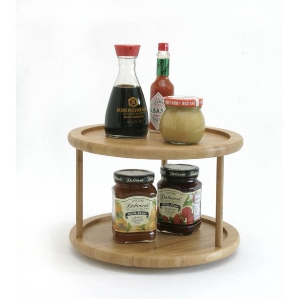 The wooden lazy Susan