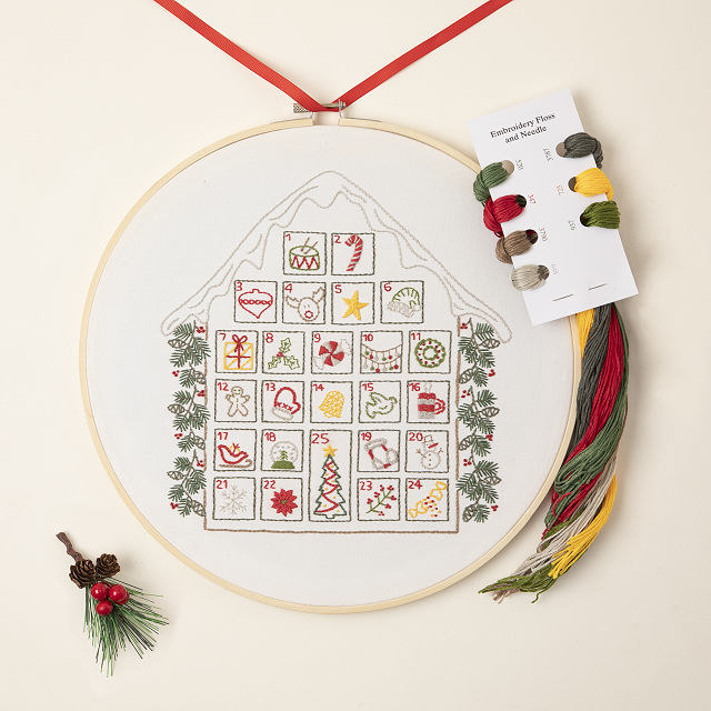 a cross stitch pattern of a house with 25 items inside boxes
