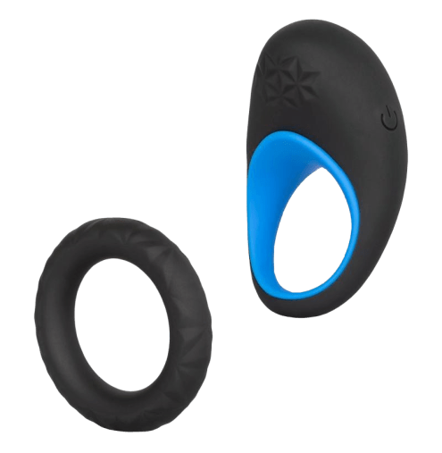 Black and blue cock ring and black support penis ring