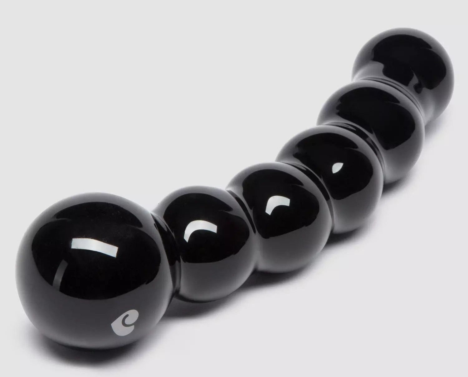 Black beaded glass dildo