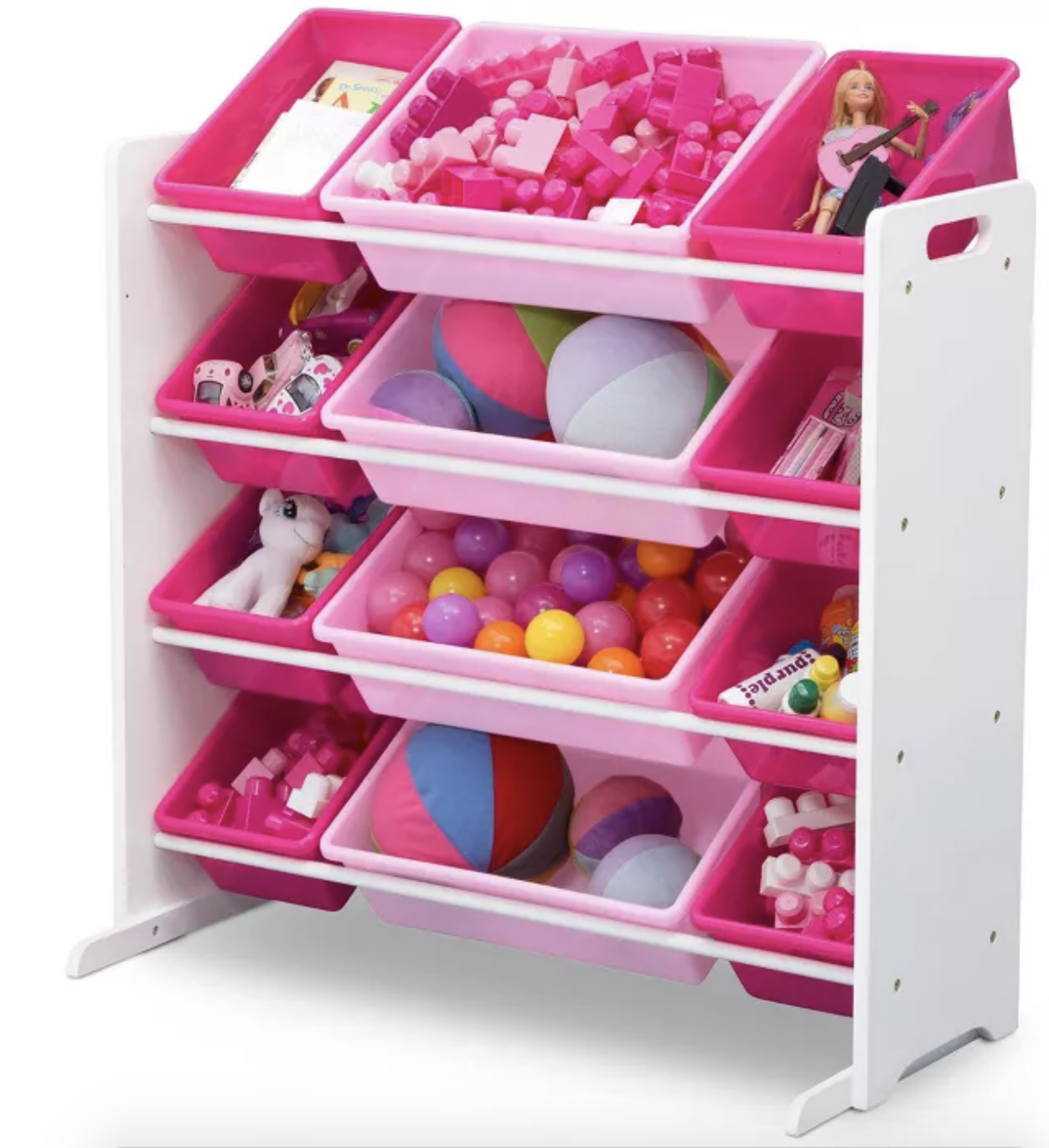 Stock photo of a pink storage unit for children&#x27;s toys