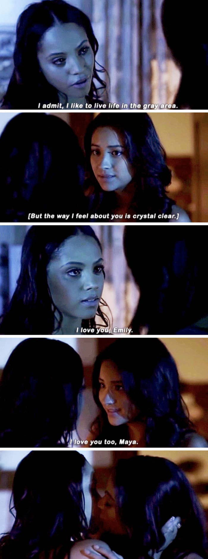 Emily and Maya declaring their love for each other for the first time