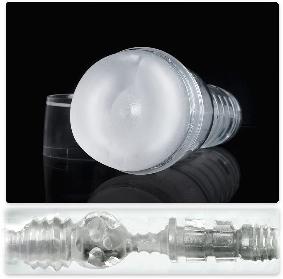 Transparent Fleshlight with interior cutout to display texture