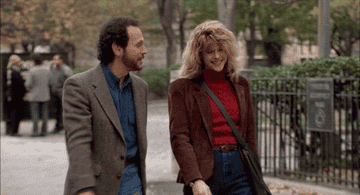 Gif from When Harry Met Sally of the two main actors walking