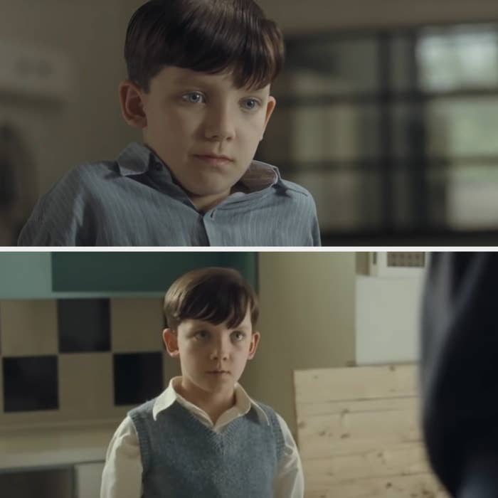 Asa Butterfield as a child acting in The Boy in the Striped Pajamas