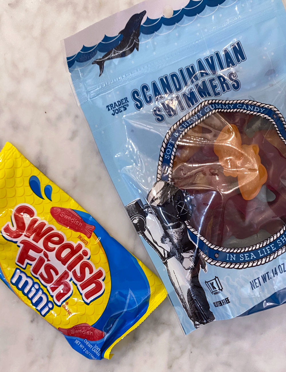 Swedish fish and Scandinavian Swimmers in packaging