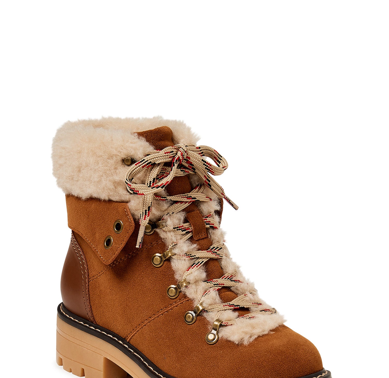 The tan pair of cozy hiker boots