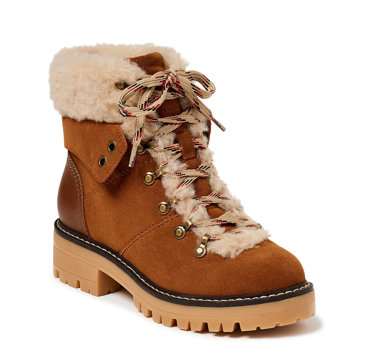 The tan pair of cozy hiker boots