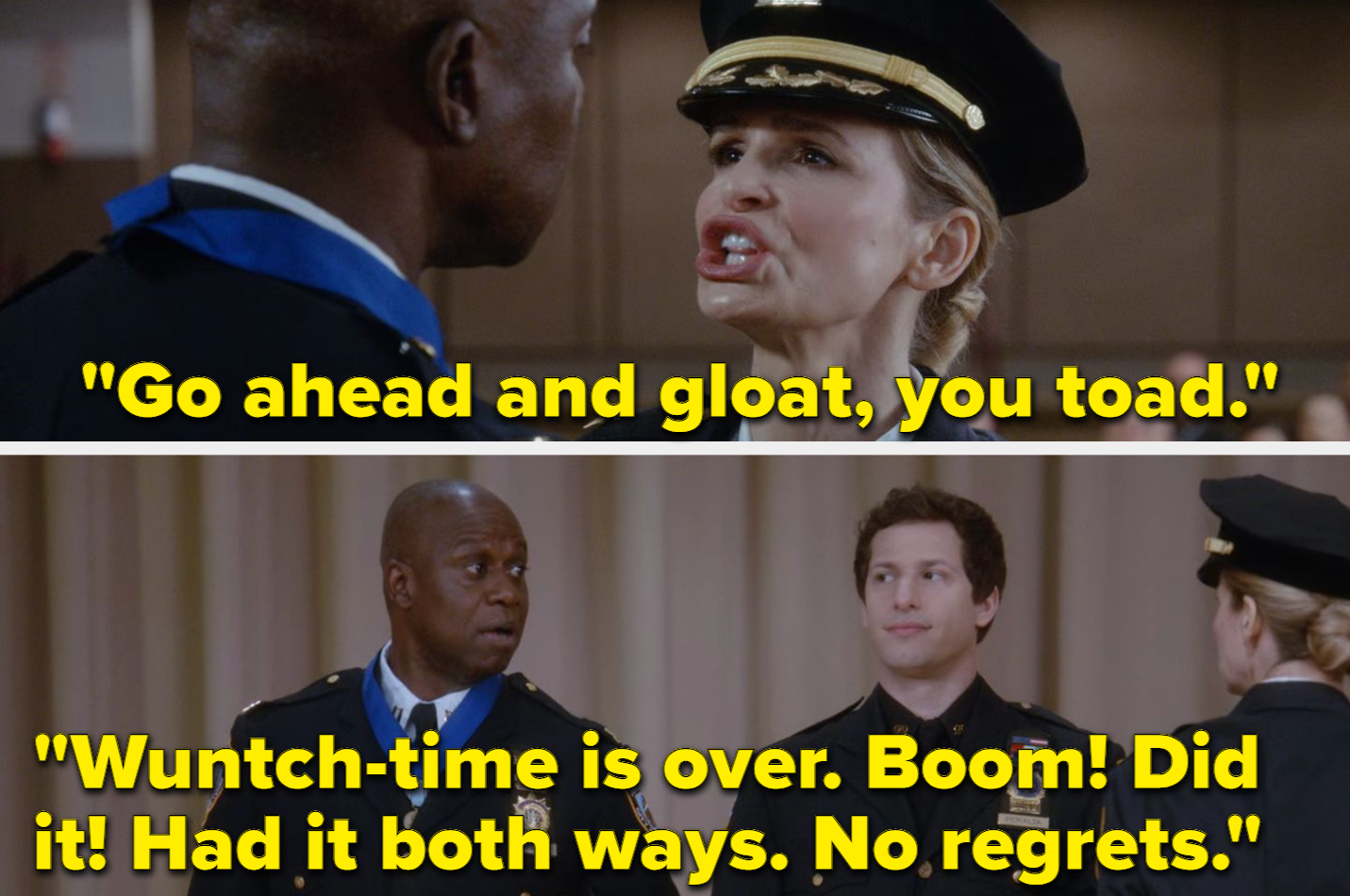 Captain Holt and Madeline Wuntch trying to insult each other