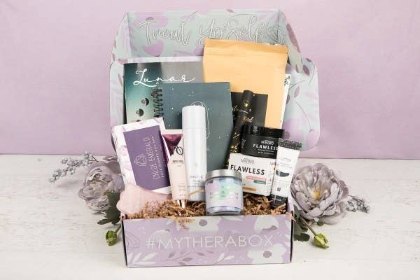 The kit with a variety of beauty and wellness products