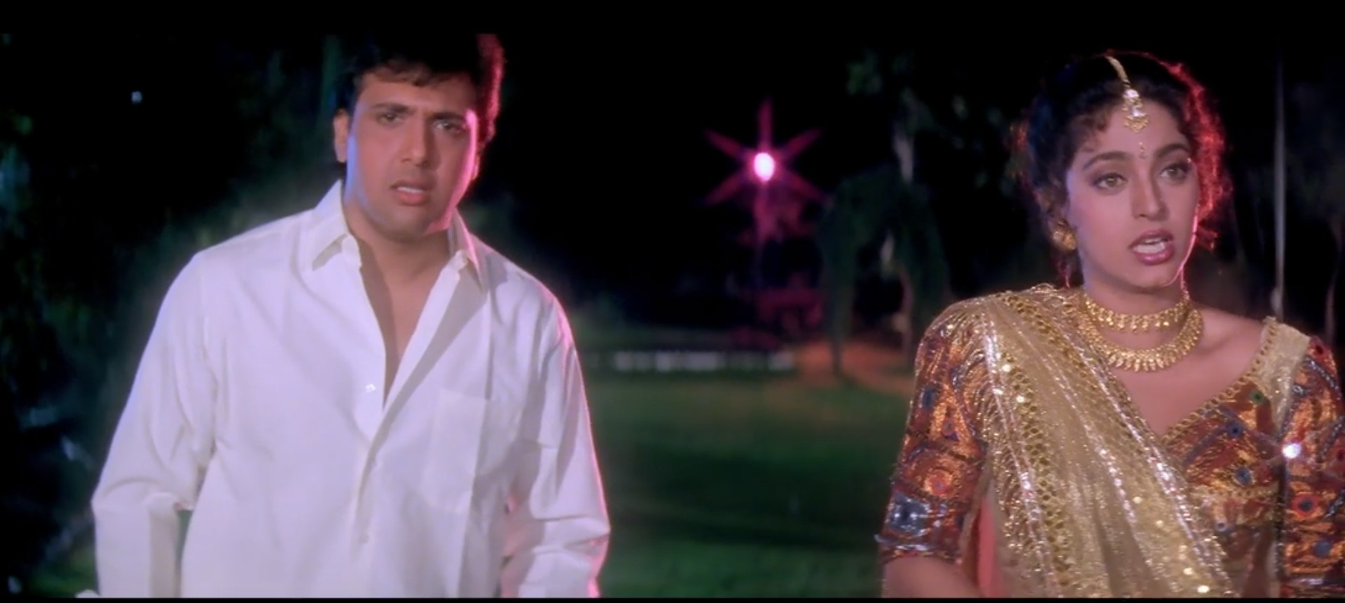 Juhi Chawla and Govinda talking