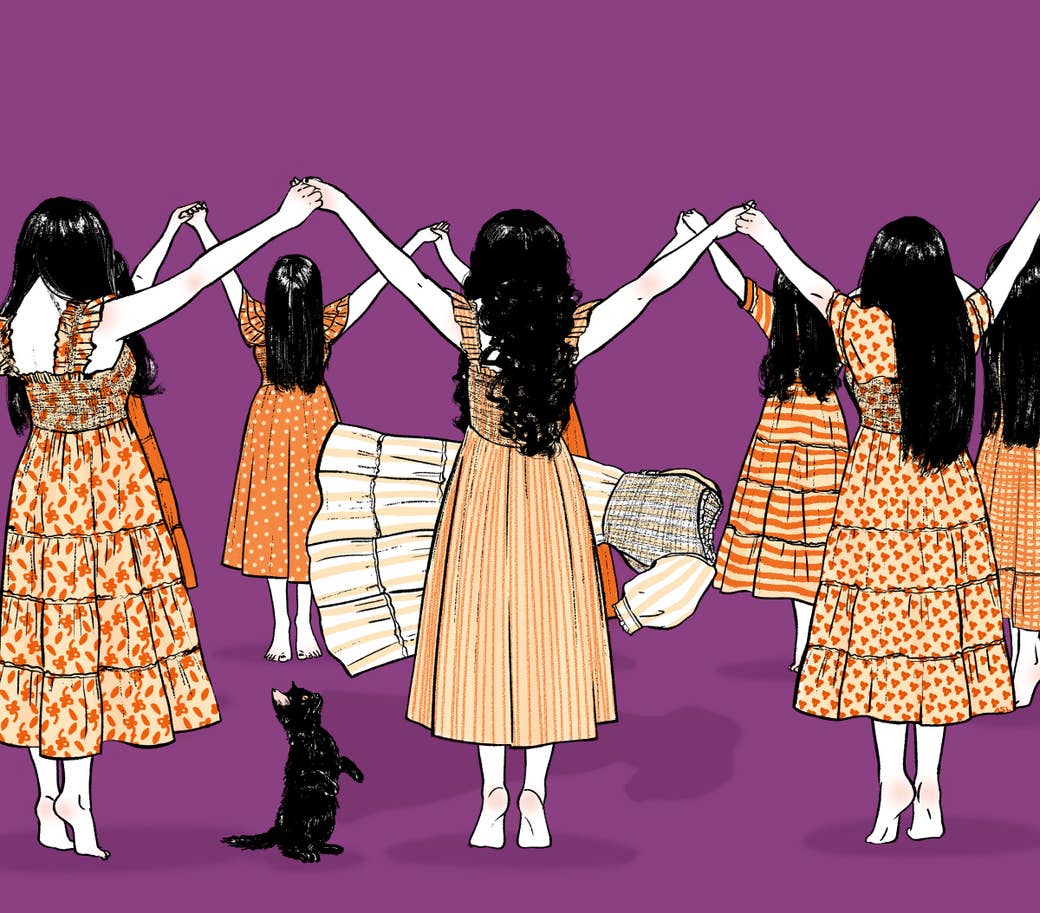 An illustration of a group of women wearing Nap Dresses in a summoning circle