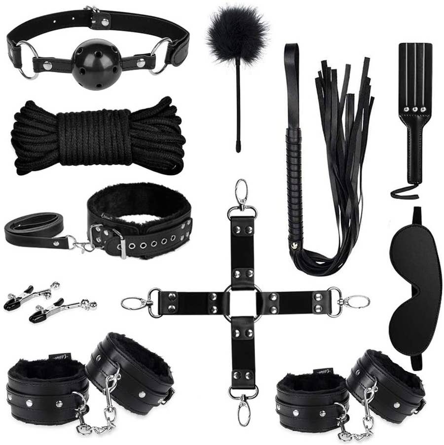  BDSM Adult Couple Sex Bondage Set with Wrist and Ankle Cuffs,  Includes Blindfold and Tickler, BDSM Sex Games for Couples : Health &  Household