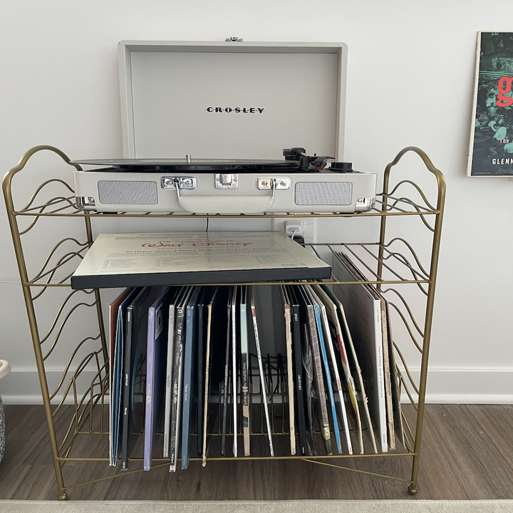 vinyl record cart in gold