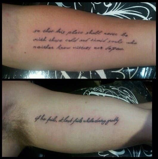 Cursive writing on Miley and Liam&#x27;s inner arms