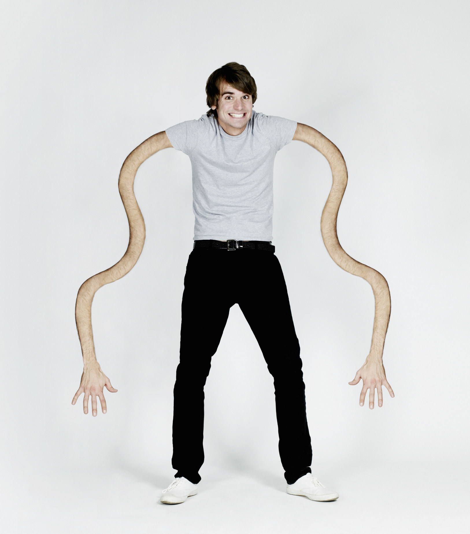 man with long, noodle arms