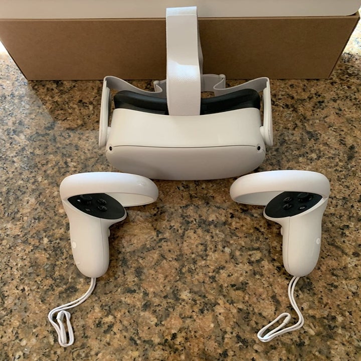 the headset and hand controllers on display