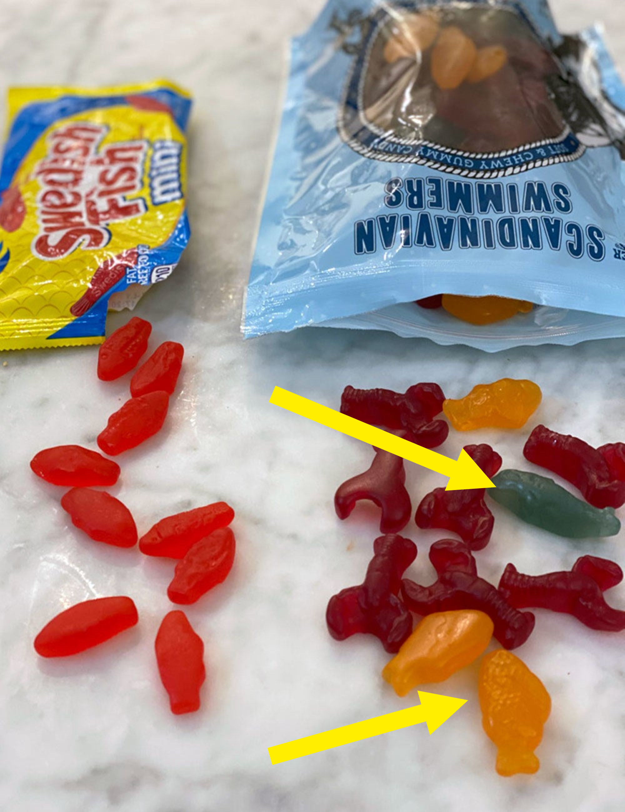 Mini Swedish Fish and Scandinavian Swimmers on a table