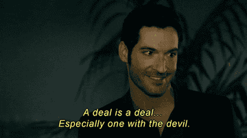 Lucifer making a cheeky joke about dealing with the devil