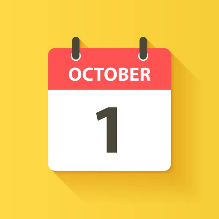Calendar showing October 1