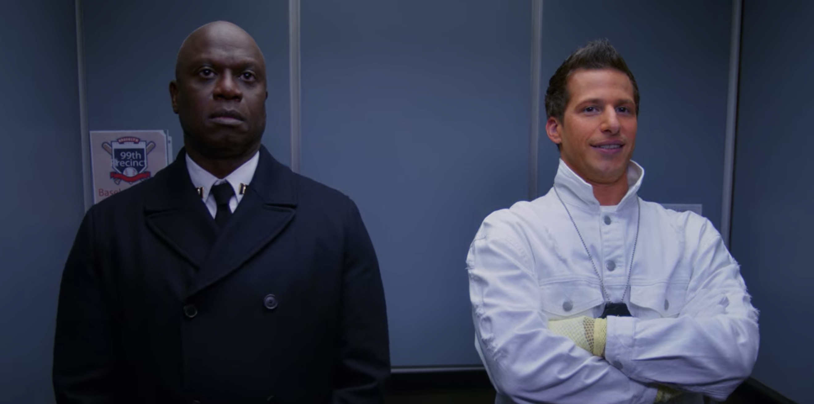 Captain Holt and Jake in an elevator