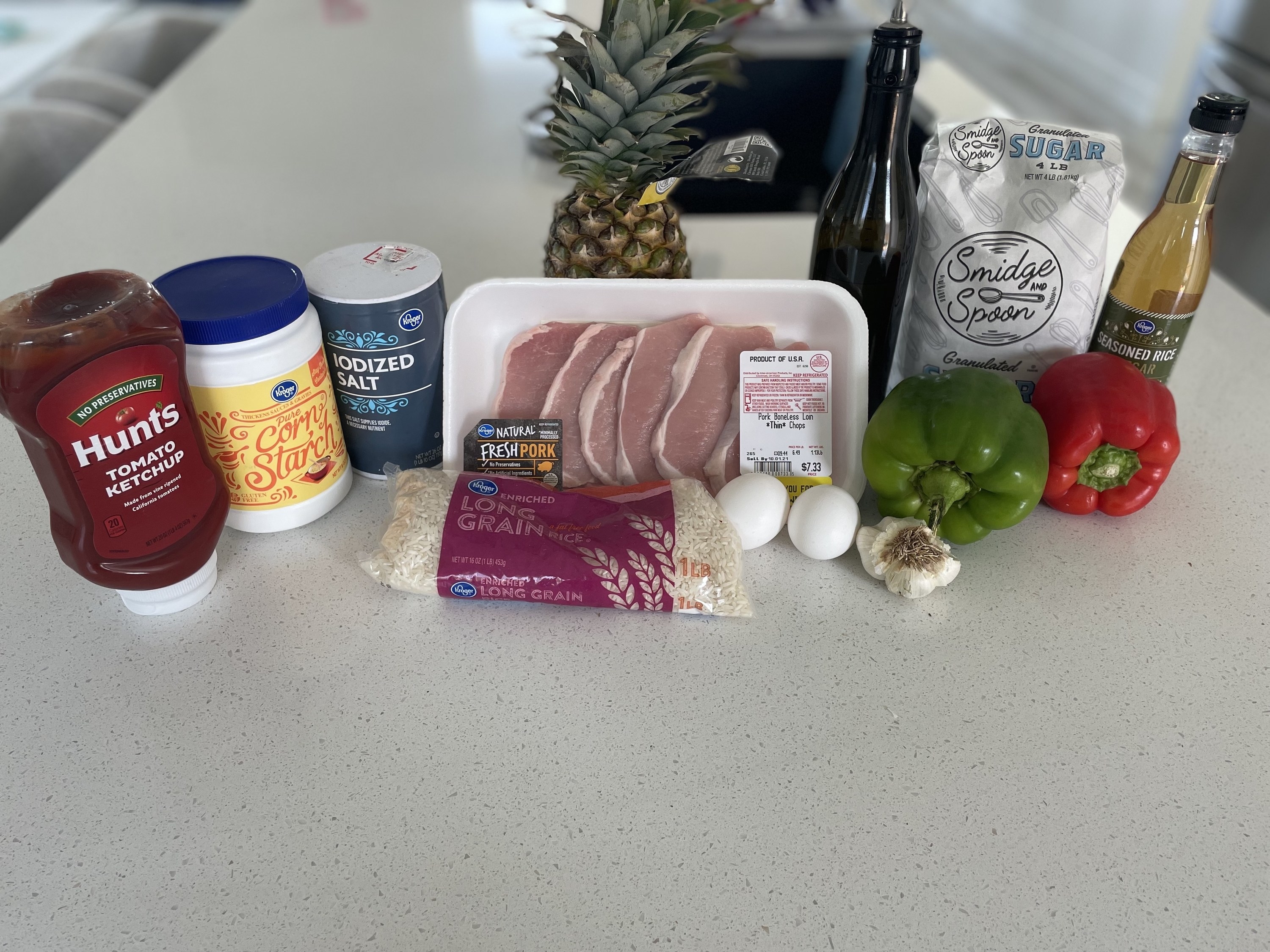Ingredients for sweet and sour pork