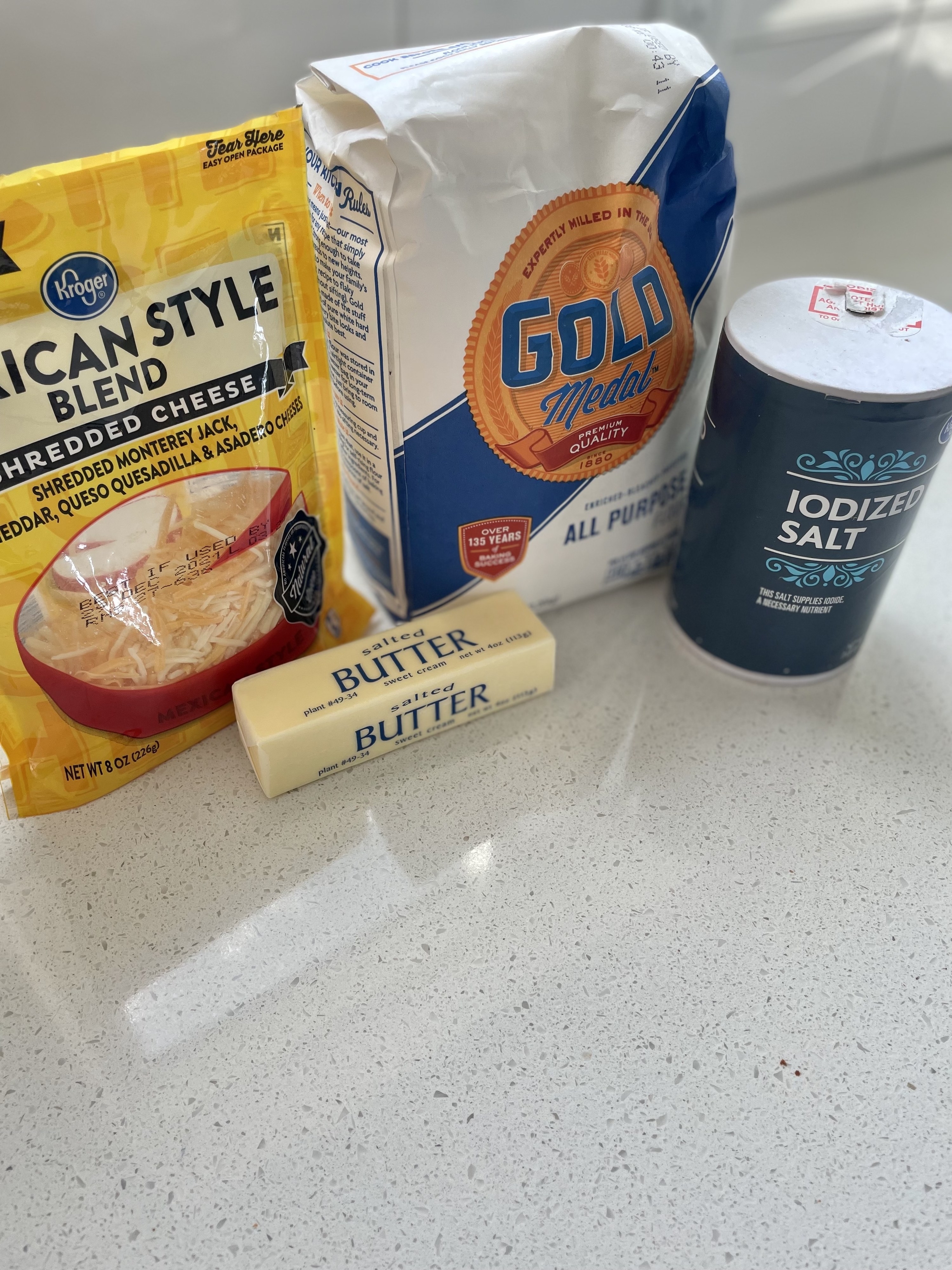 Ingredients for cheese crackers