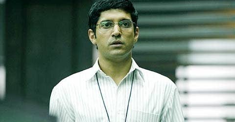 A bespectacled Farhan Akhtar with a perplexed expression