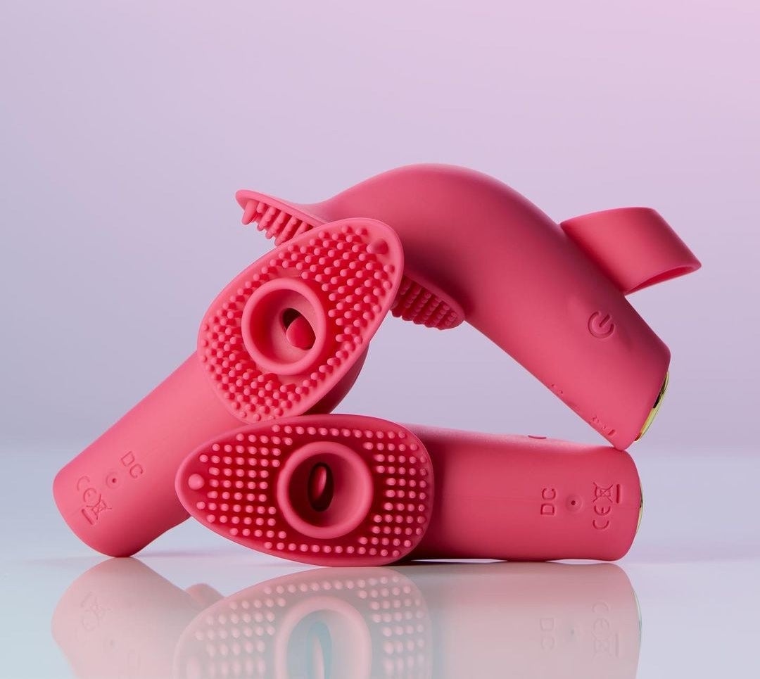 Pink finger vibrators stacked