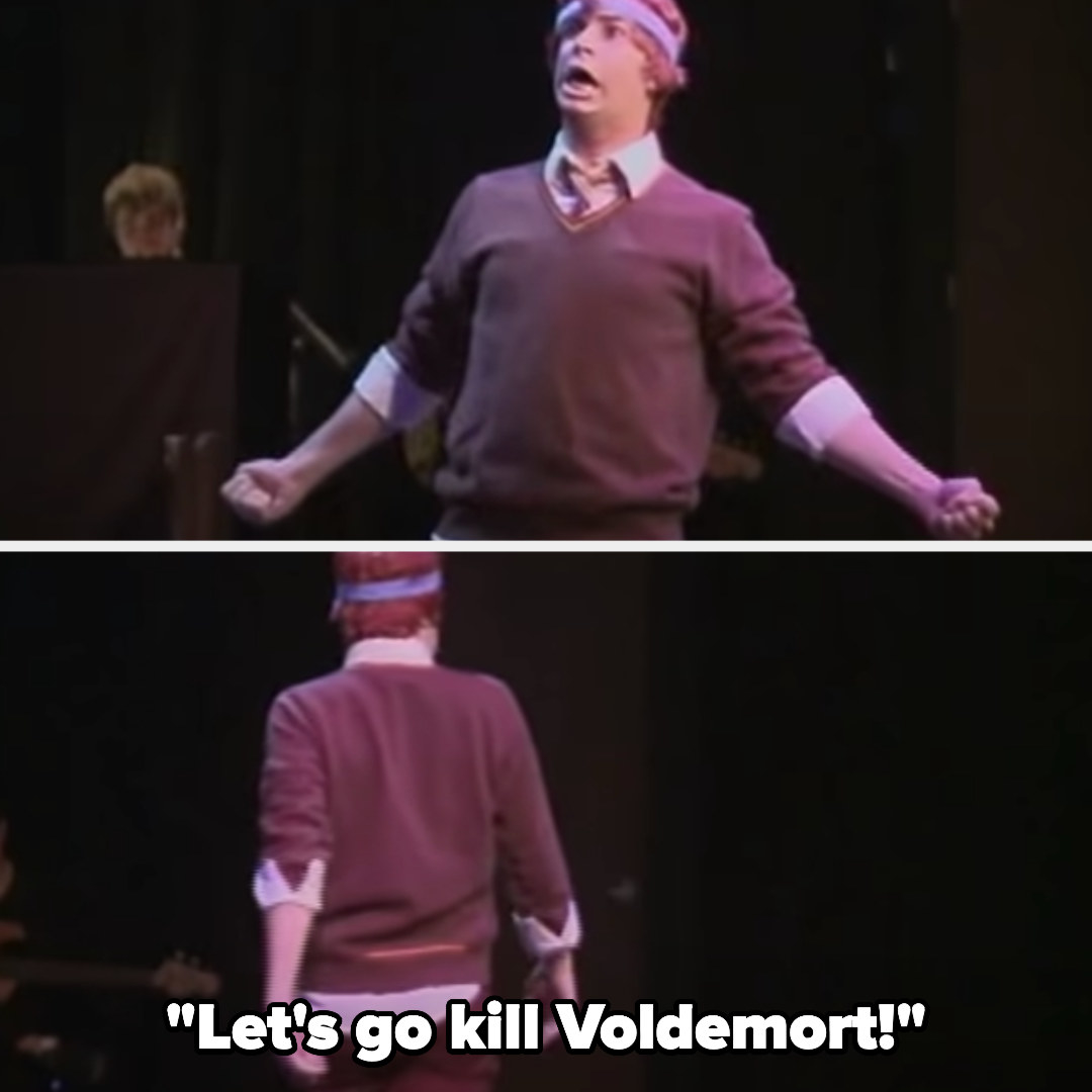 Ron balling his fists and yelling and then saying &quot;let&#x27;s go kill voldemort!&quot;