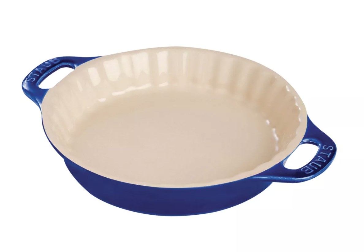 the ceramic dish in blue