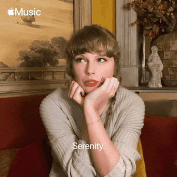 Musician Taylor Swift sits calmly while saying &quot;serenity&quot;