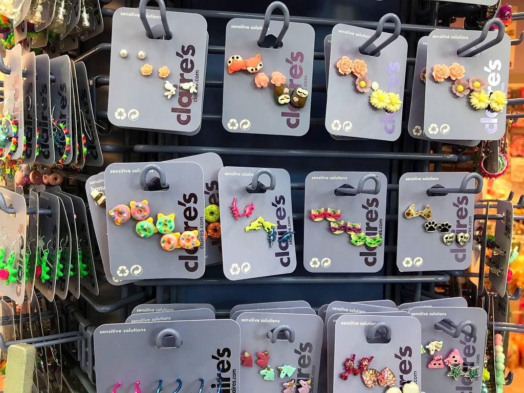 Colorful earring sets at a Claire&#x27;s