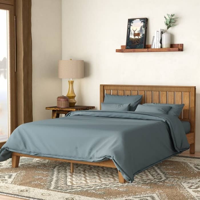 A bedroom featuring the bed in use