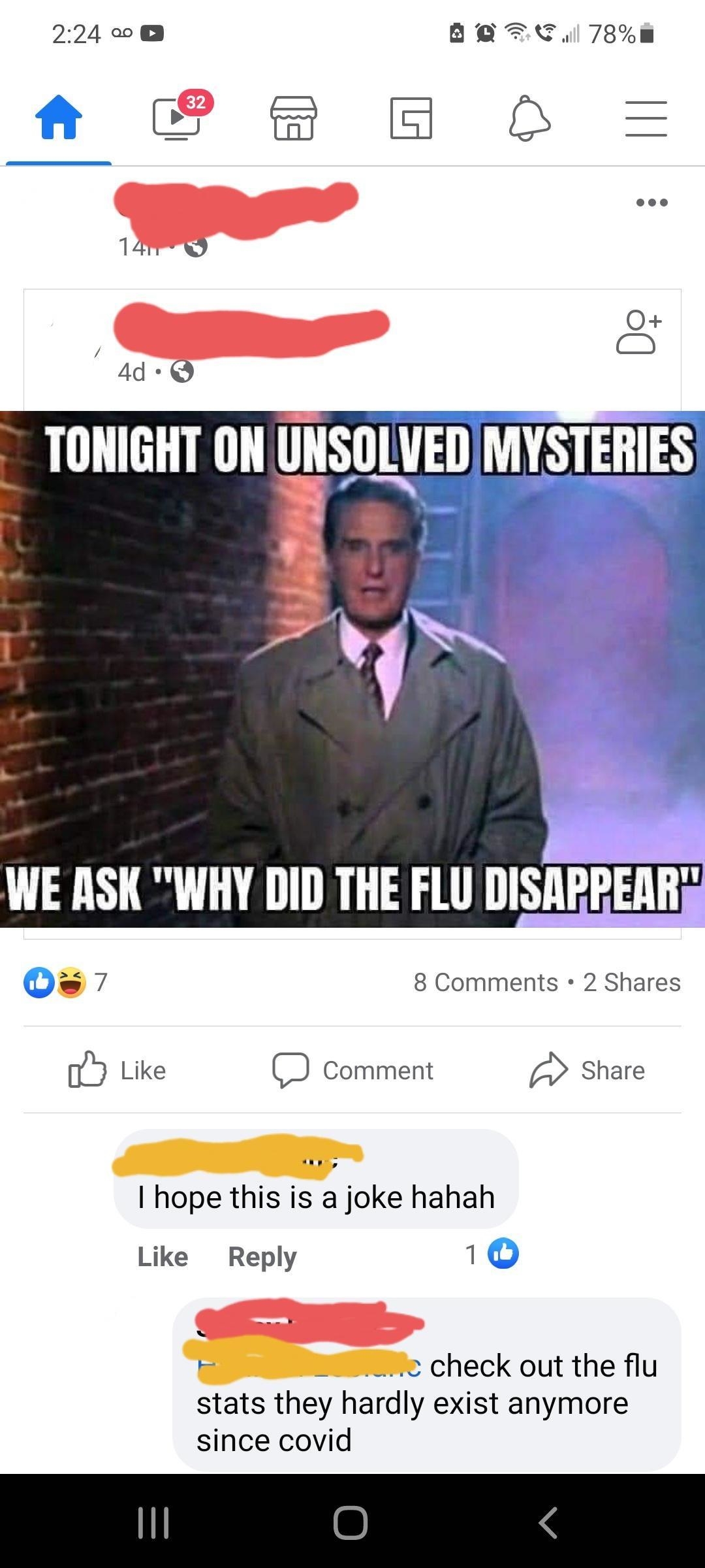 person posts that it&#x27;s a mystery how the flu disappeared, saying there&#x27;s barely been any flu since covid
