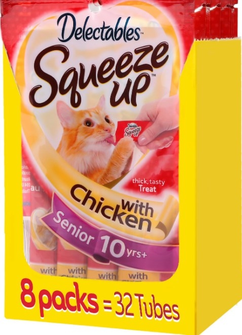 An image of a pack of squeezable cat treats
